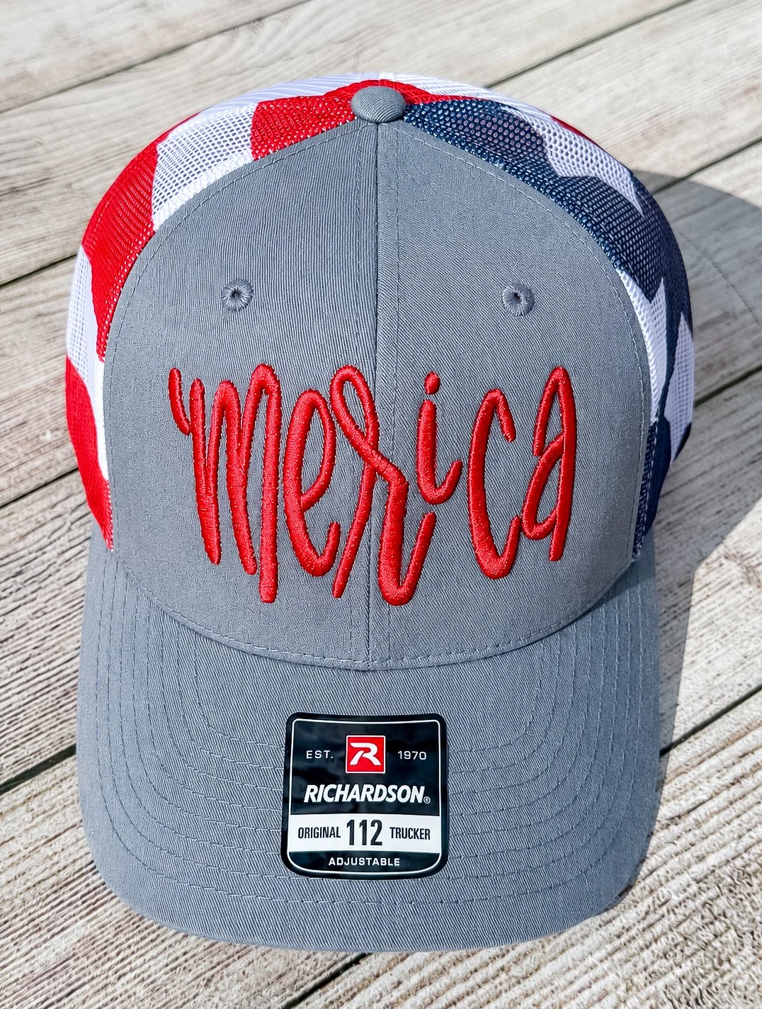'Merica Embroidered Hat | Patriotic USA Hat | Custom Thread Colors | Trucker, Richardson, Flat Bill & More