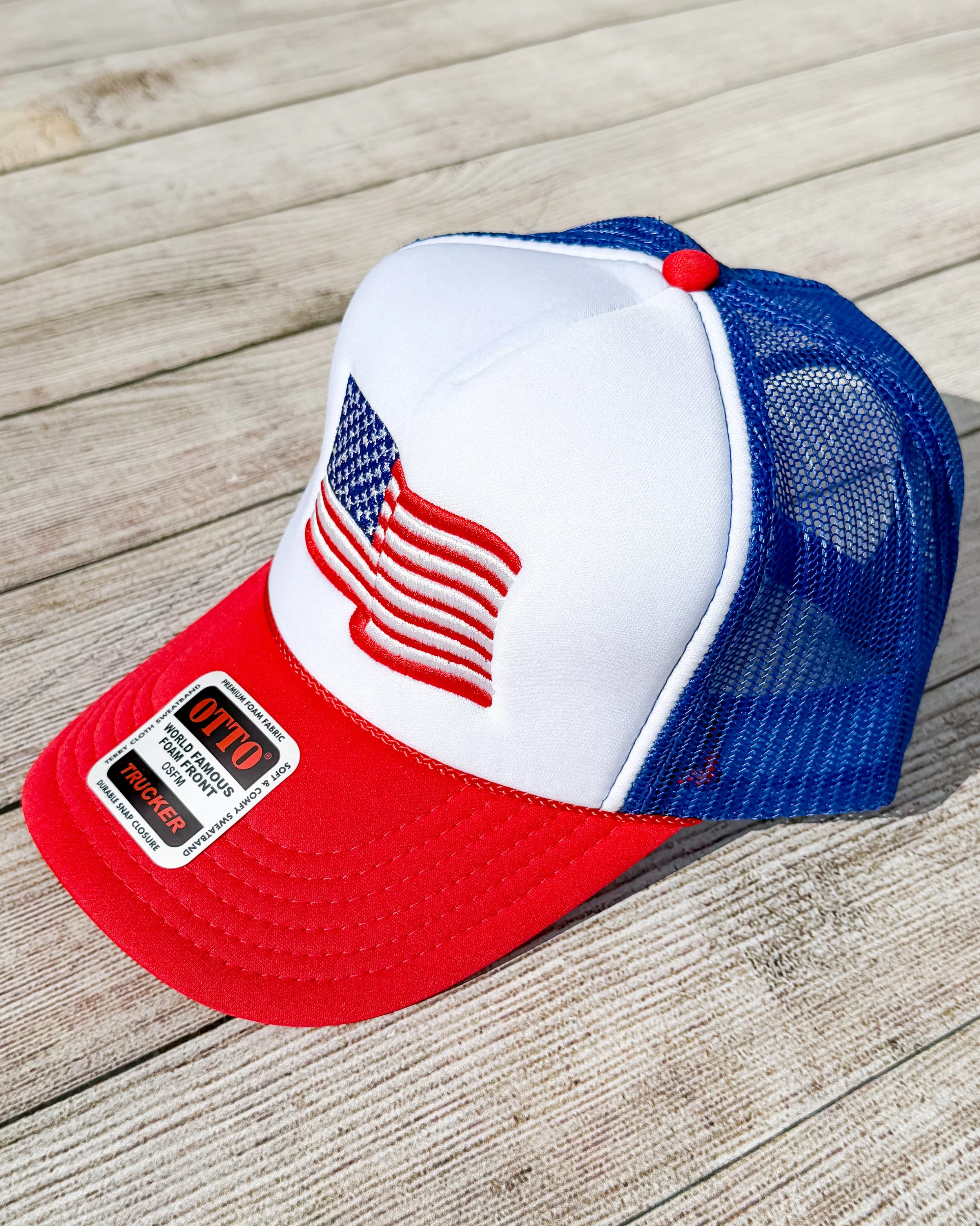 American Flag Embroidered Hat | Patriotic USA Flag Hat | Custom Thread Colors | Trucker, Richardson, Flat Bill & More