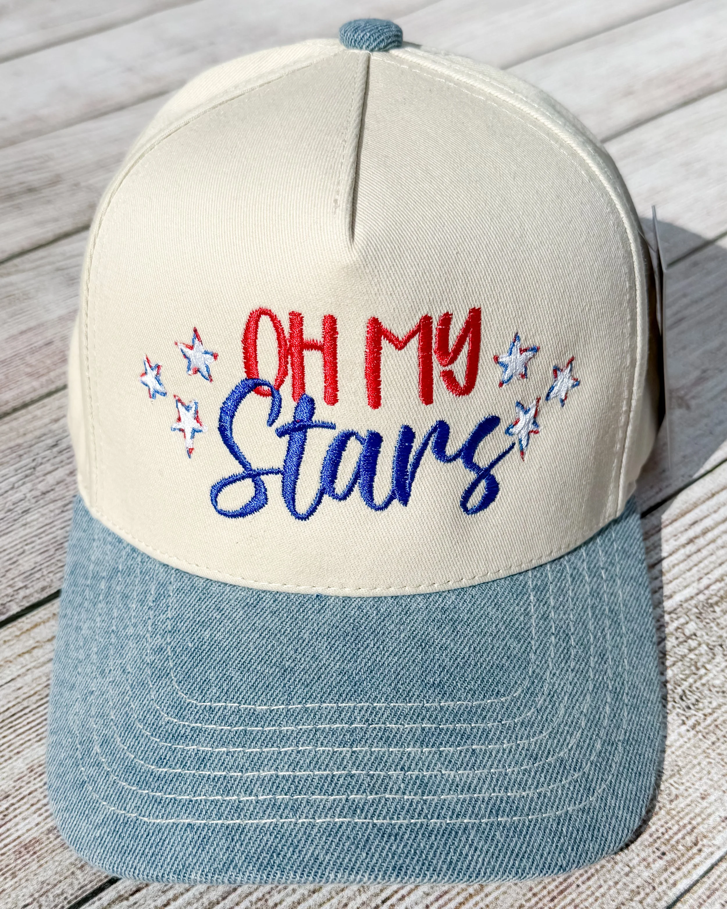 Oh My Stars Embroidered Hat | Patriotic USA Hat | Custom Thread Colors | Trucker, Richardson, Flat Bill & More