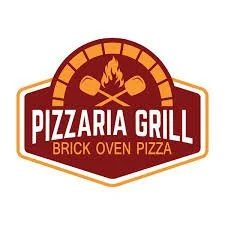 Pizzaria Grill logo featuring a brick oven with a flame and crossed flames, with the text 'Pizzaria Grill' and 'Brick Oven Pizza'.