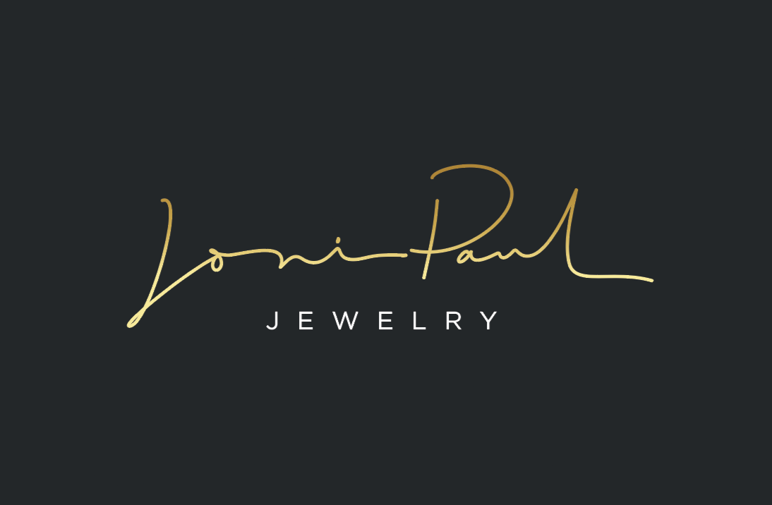 Logo for Louis Paul Jewelry with a dark background, gold cursive lettering, and white capitalized text.
