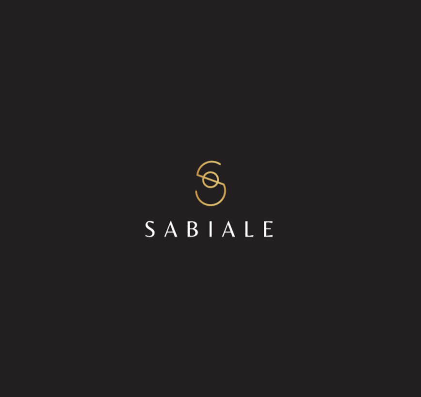 Logo of Sabiale featuring a stylized gold 'S' above the brand name on a black background.