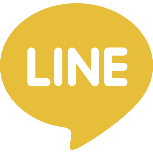 Yellow speech bubble with the word "LINE" in black capital letters.