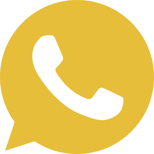Yellow circular icon with a black telephone receiver inside, resembling a WhatsApp logo.