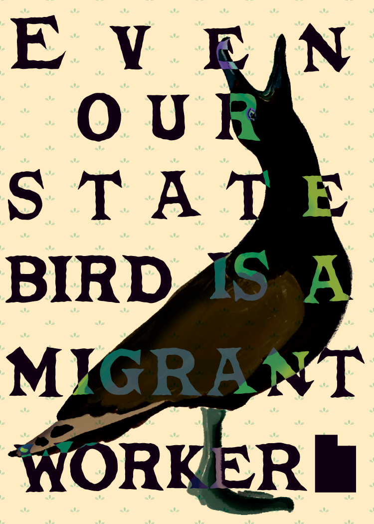 A seagull, Utah's state bird, screams at the sky