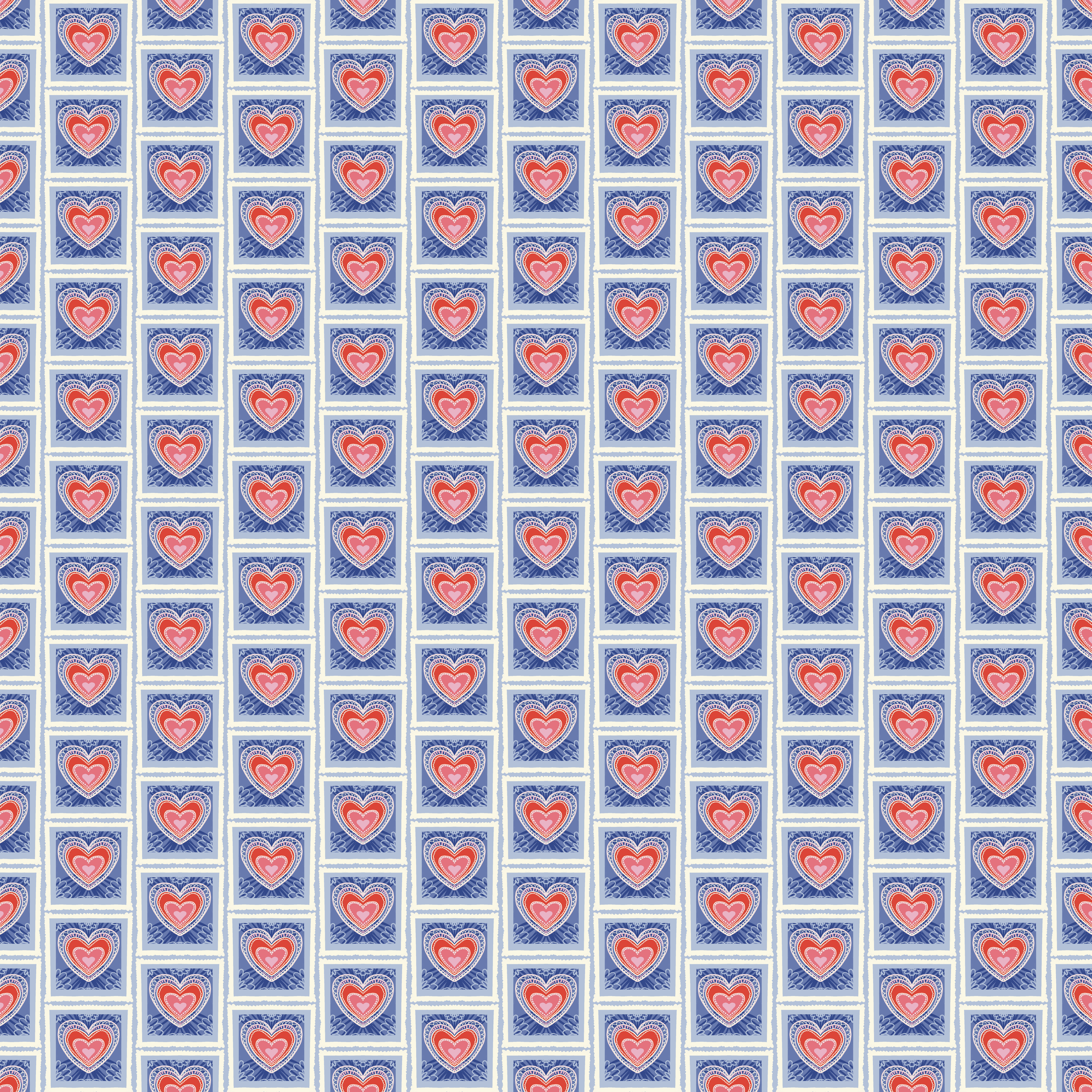 a heart pattern inspired by postage stamps.