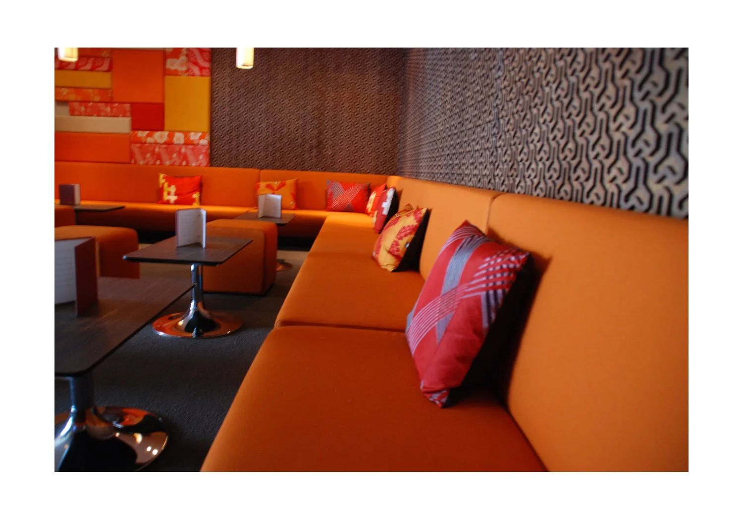 Umami Restaurant pillows and wall panel commission, Copenhagen, Denmark.