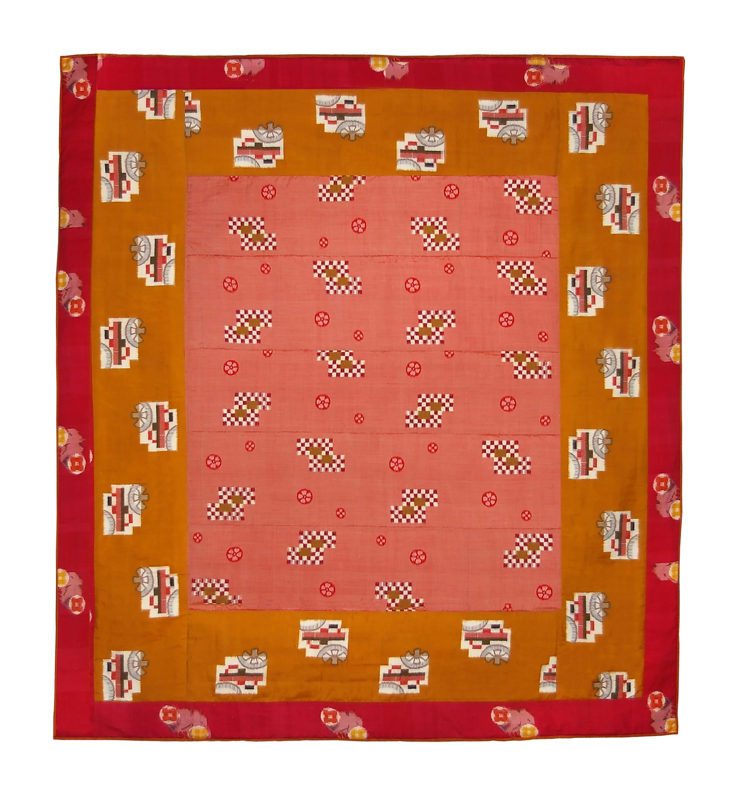 PINK AND OCHRE MEISEN QUILT