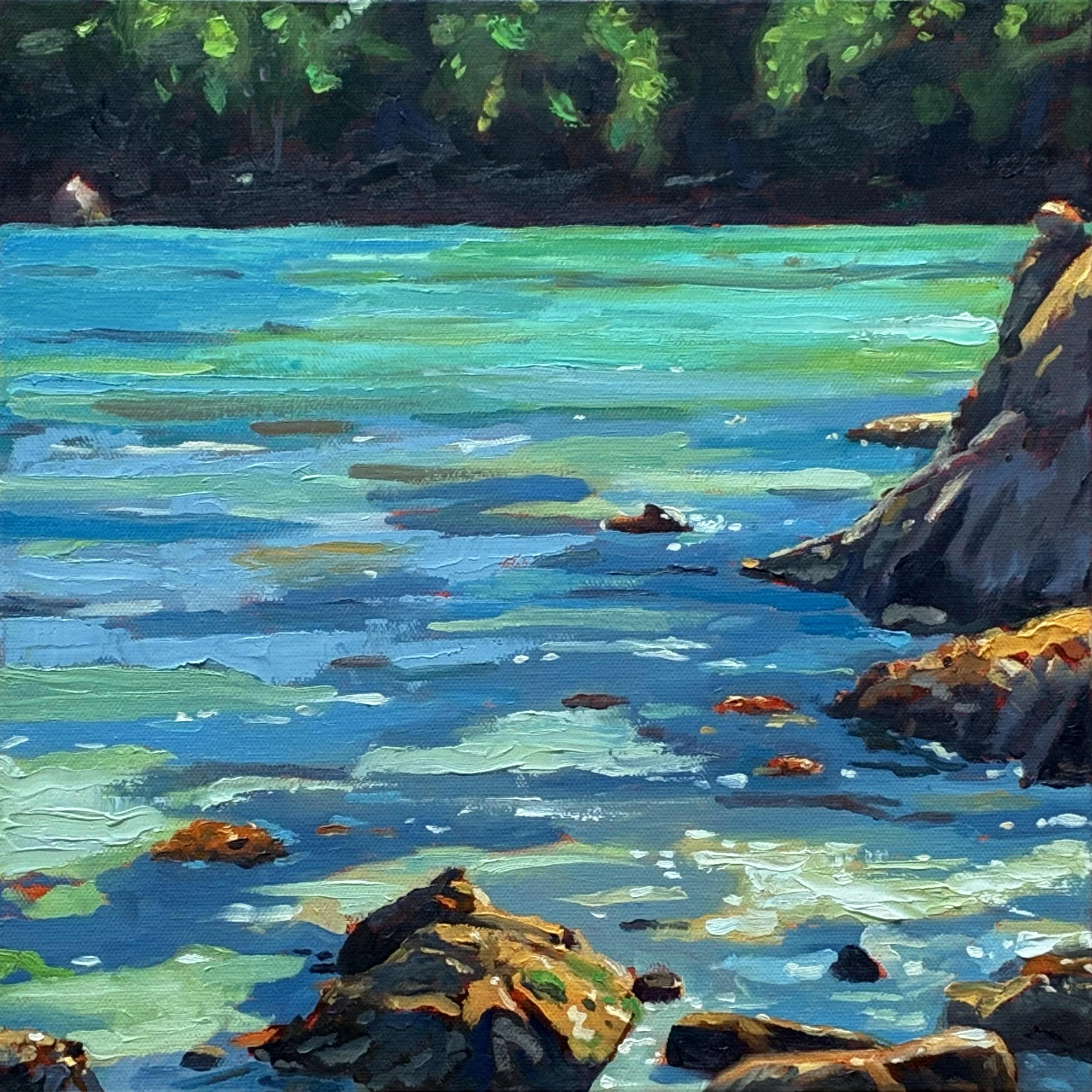 "Sparkling Sunlight", oil on canvas, 12" x 12" 2026.