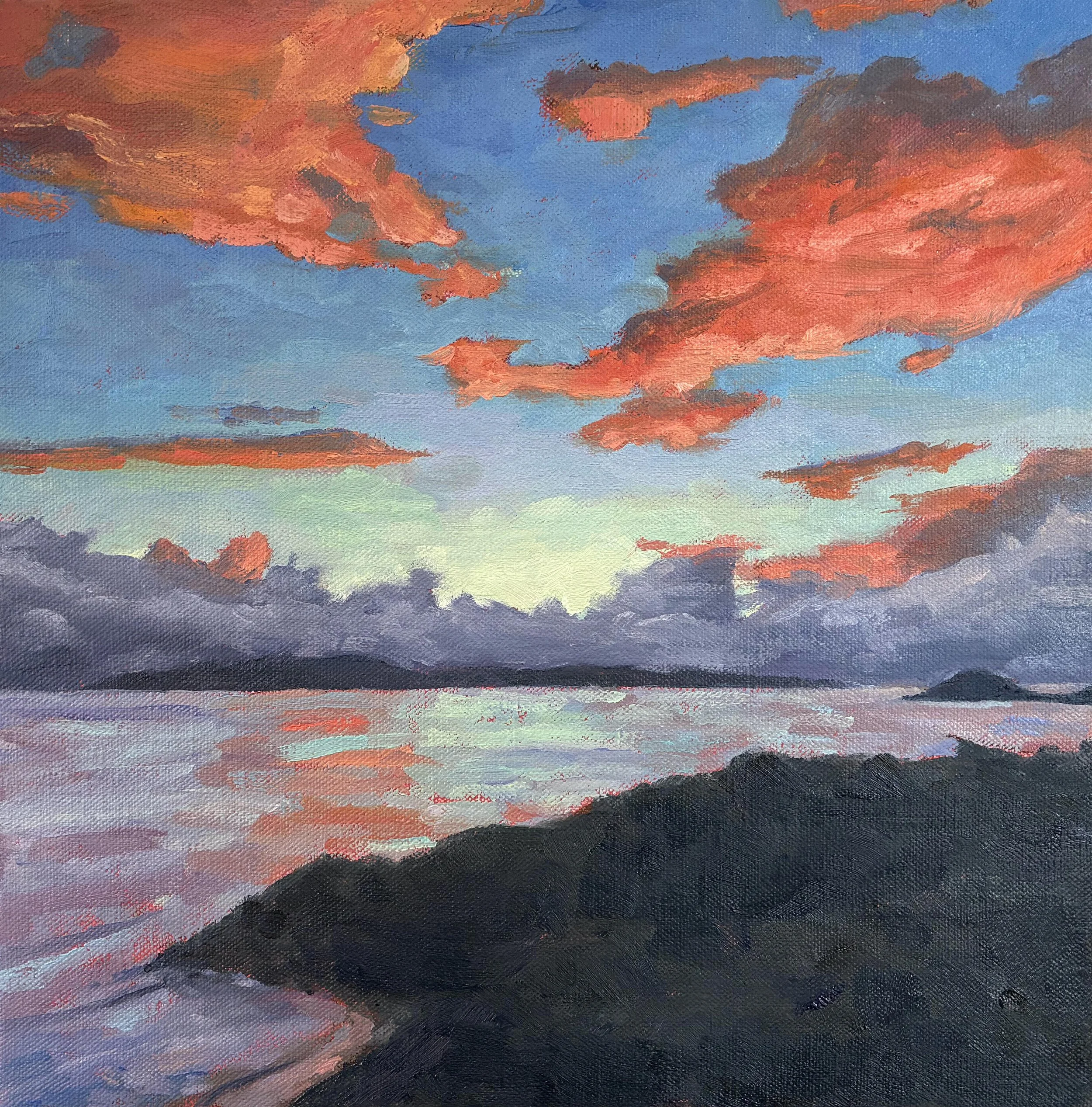 "Cotton Candy Clouds", oil on canvas, 12"x12", 2026.