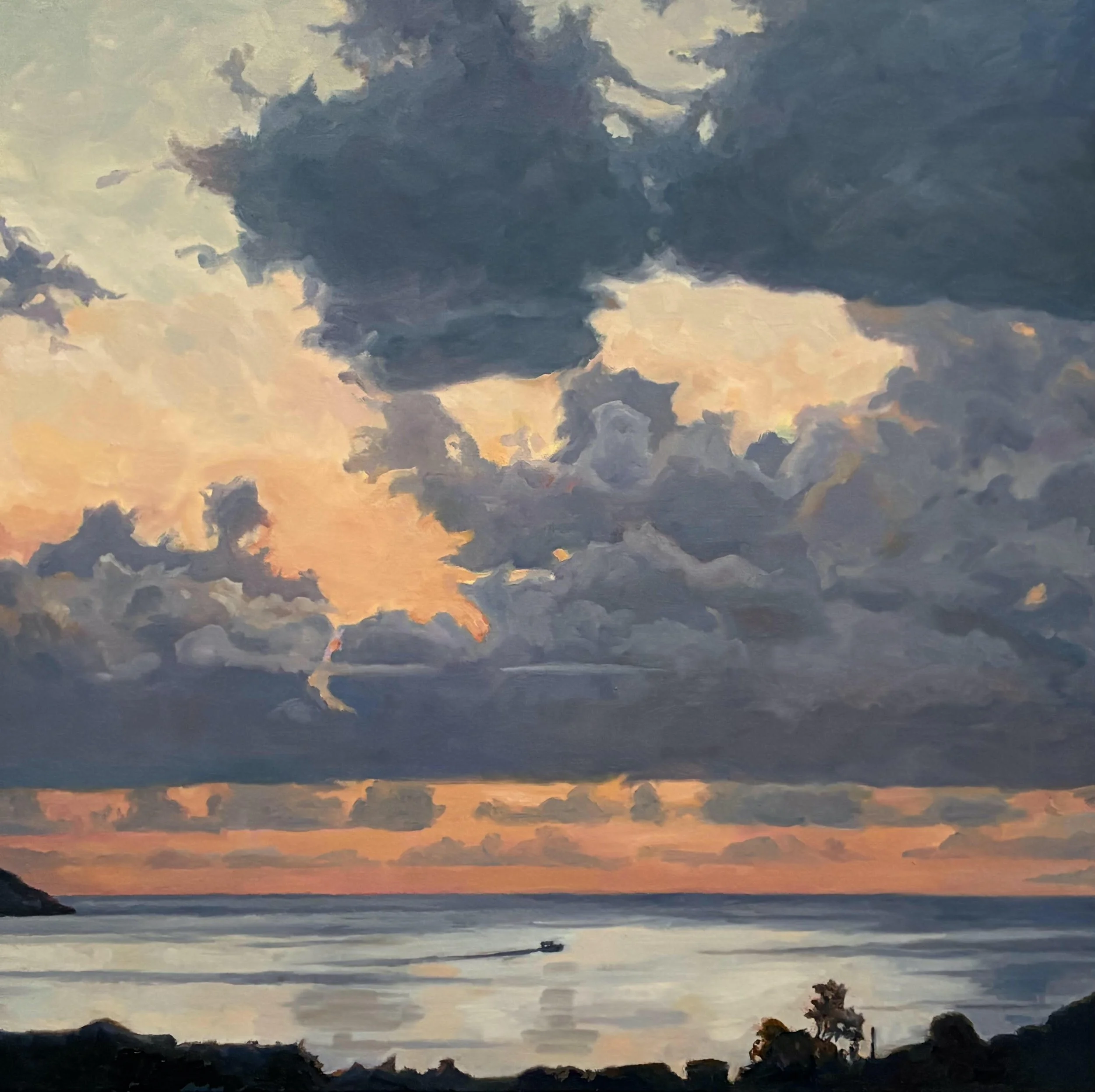 "Heading Out", oil on canvas, 24" x 124" 2026.