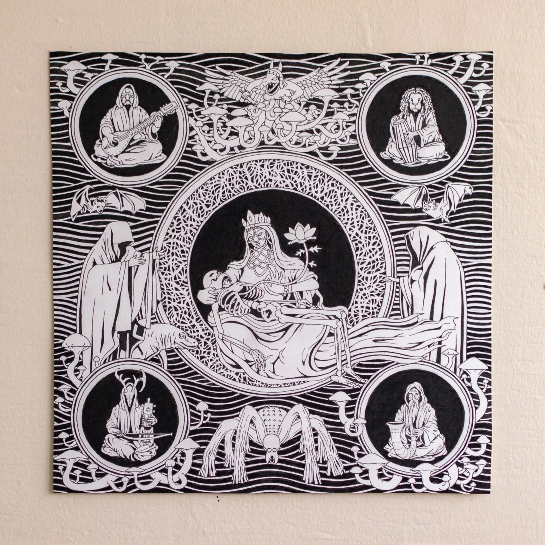 Over. 2024. Ink on paper, 12 x 12 inches. 