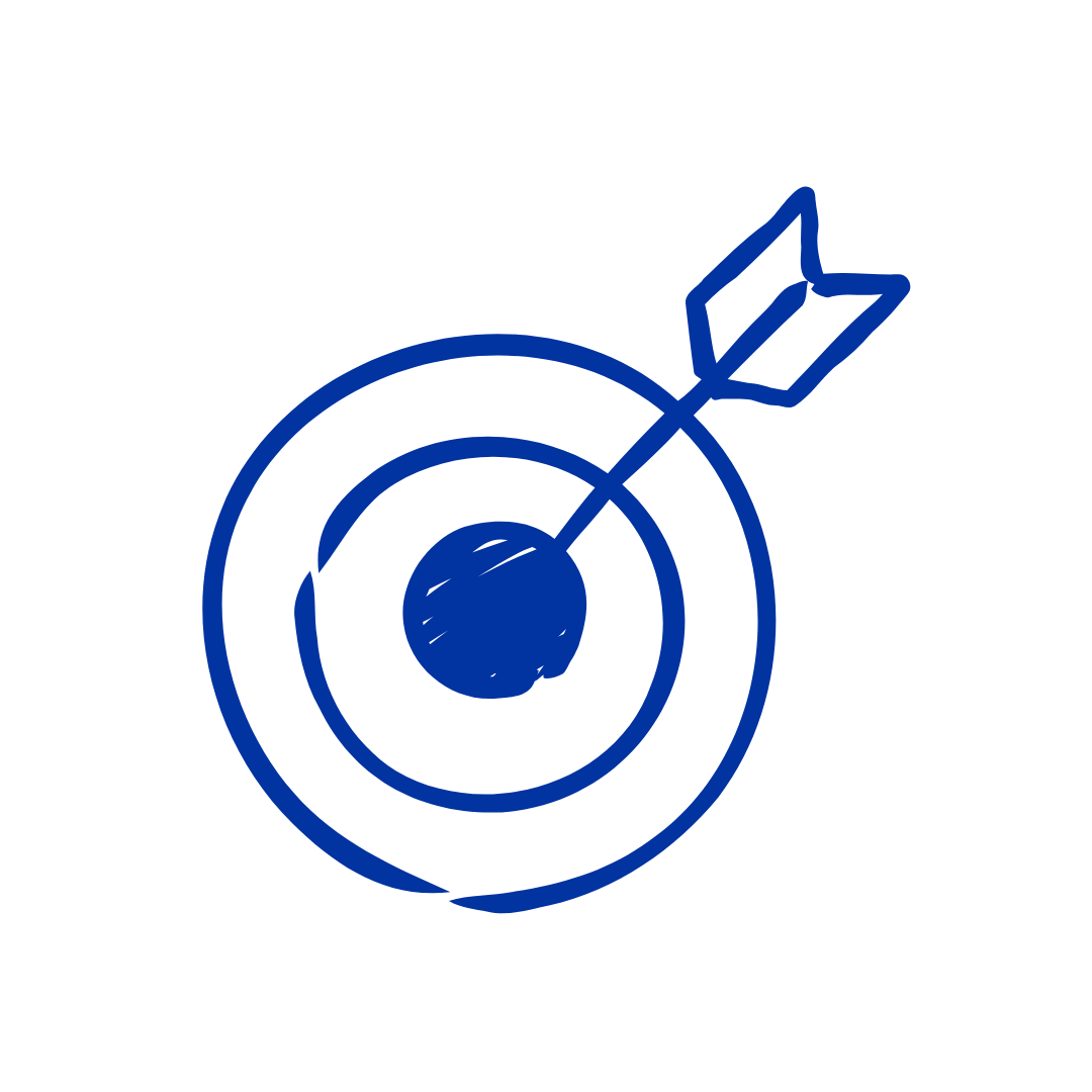 A target with concentric circles and an arrow hitting the bullseye.