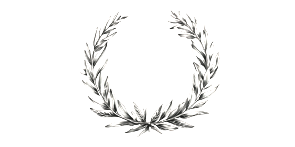 Silver wreath with a blank white center for text or an image.