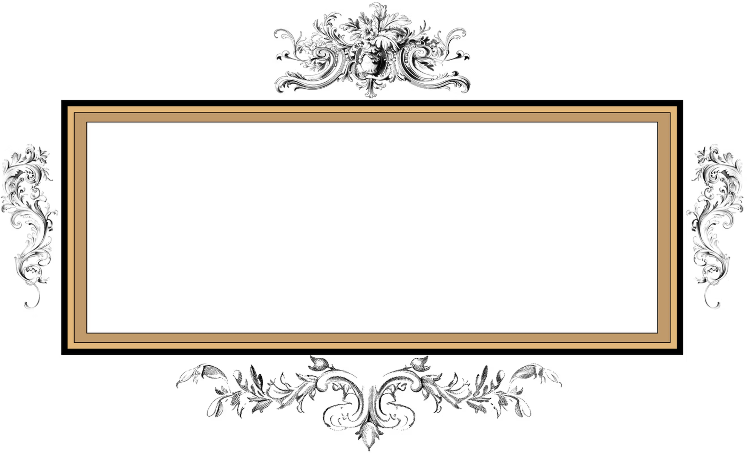 Picture frame containing flourishes and text