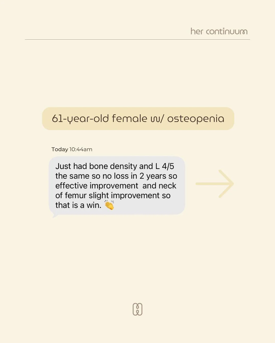 Got this message from my mum today 🥹

3 years ago, after a wrist fracture from a fall and then an ankle fracture skiing in 2024, she started taking her bone health more seriously.

That&rsquo;s looked like lifting weights 2x/week, alongside her usua