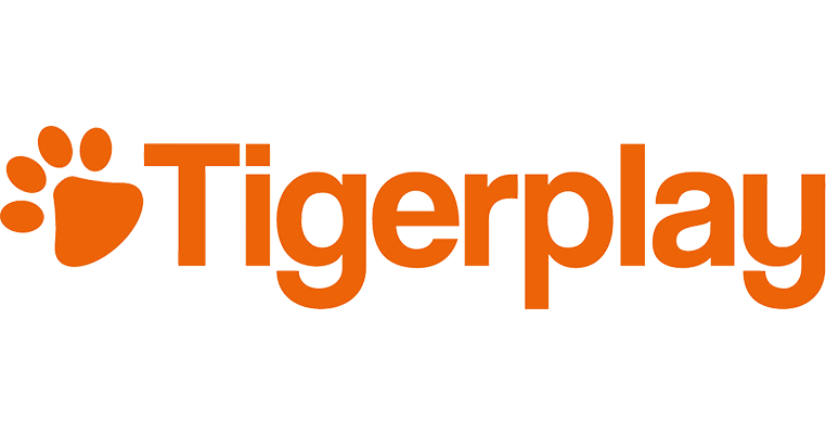 Tigerplay logo with orange paw print and the words "Tigerplay" in orange.