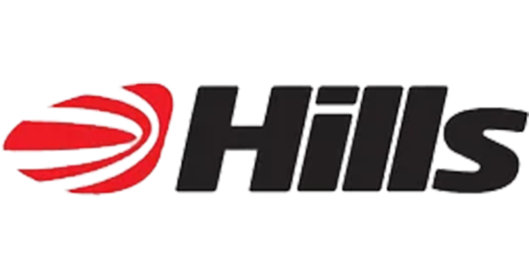 Hills Logo with a red swoosh design next to the word 'HILLS' in bold black letters.