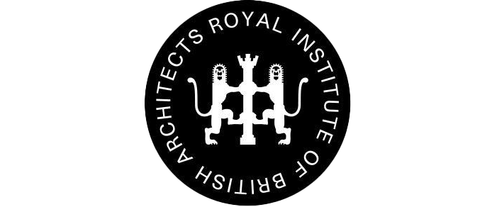 Logo of the British Architects Royal Institute, featuring a twin-headed lion and a cross, with the organization's name in a circular arrangement.