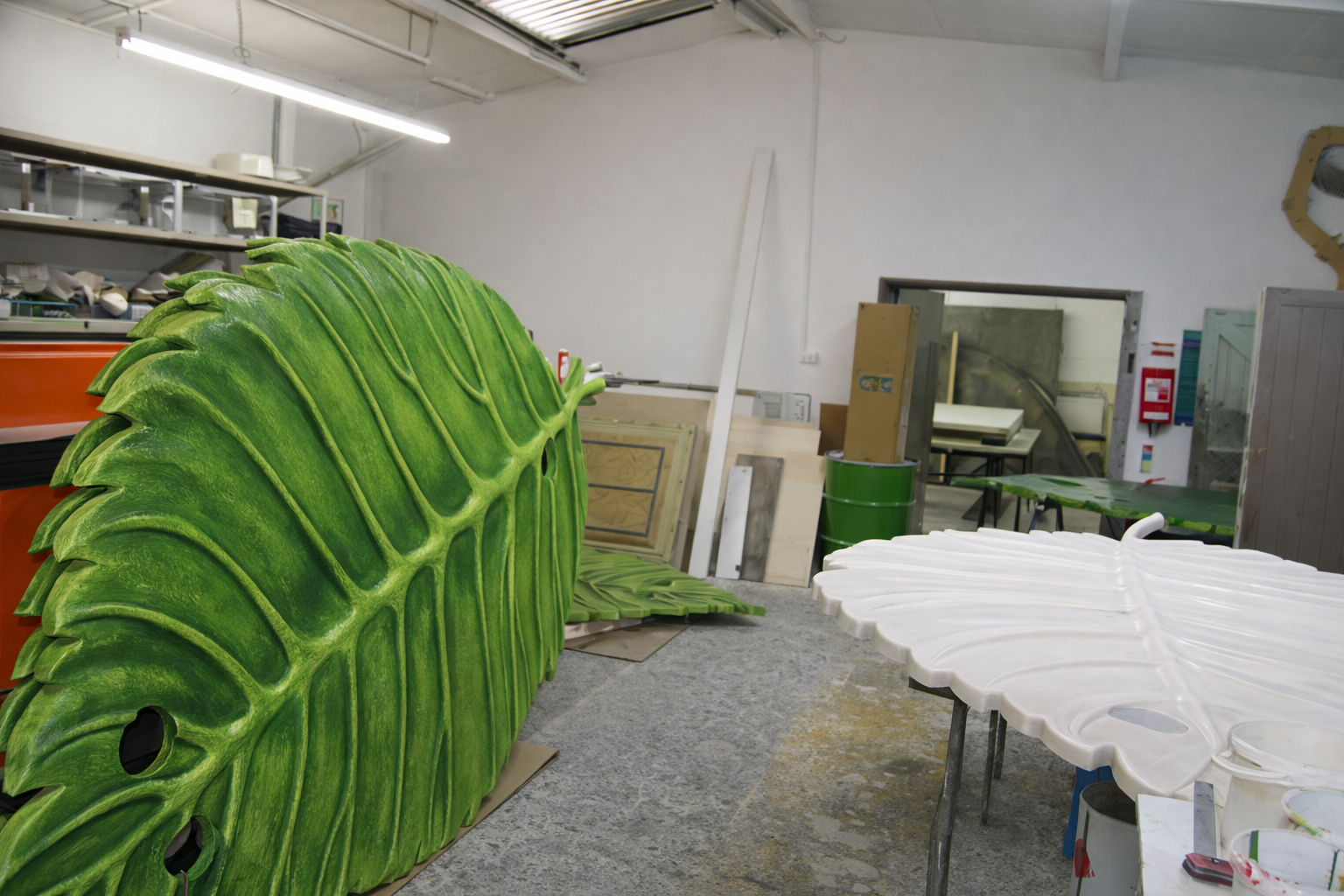 Giant Elm leaves to hang in a new garden centre.