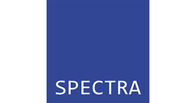 A blue background with the word 'Spectra' in white text.