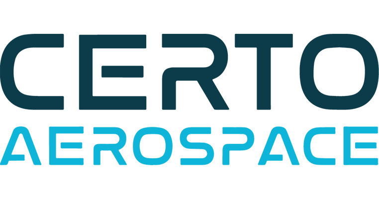 CERTO Aerospace logo with black, light blue, and dark blue text.