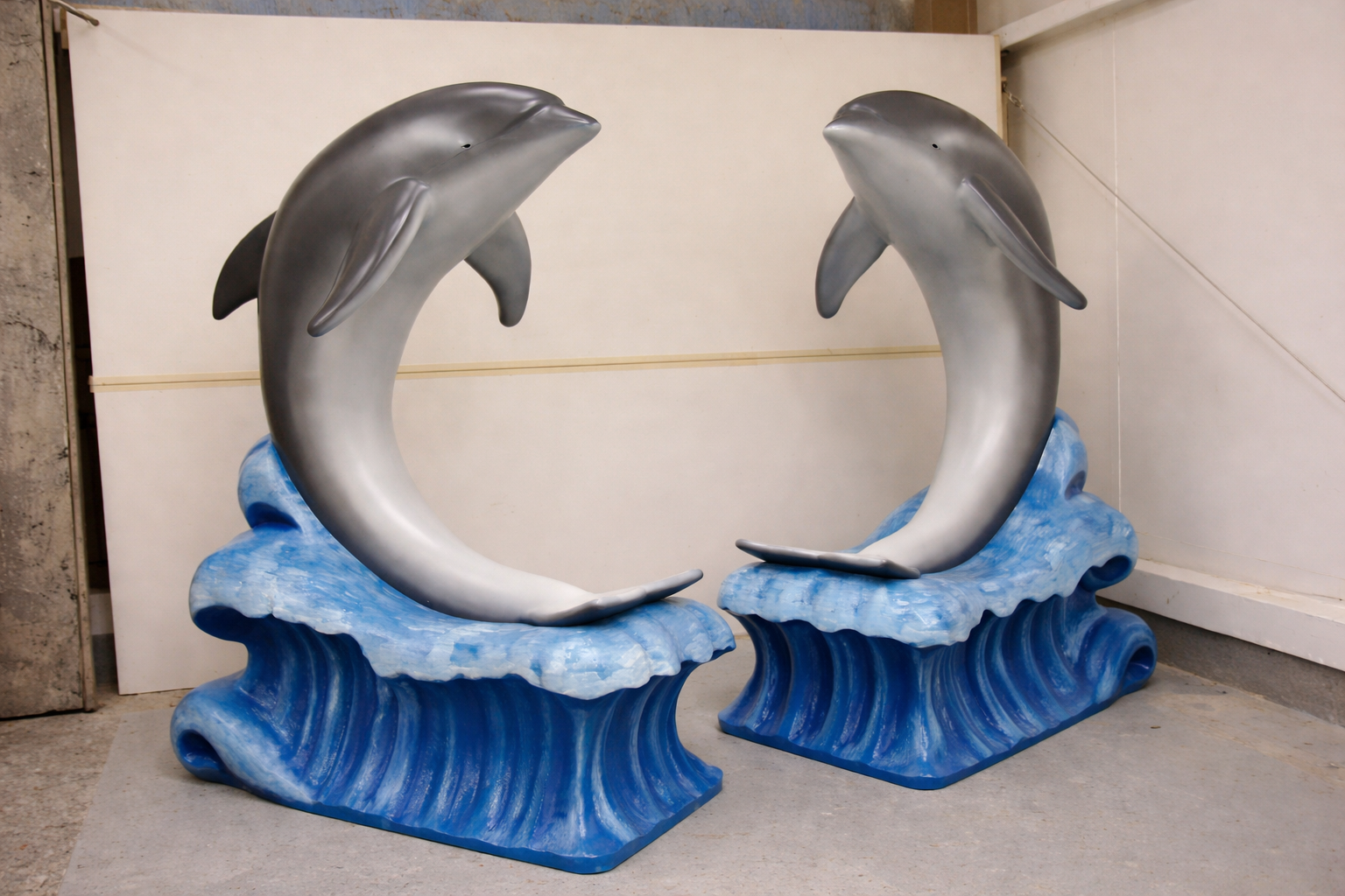 Dolphins leaping out of the surf made for our show jump arena customer