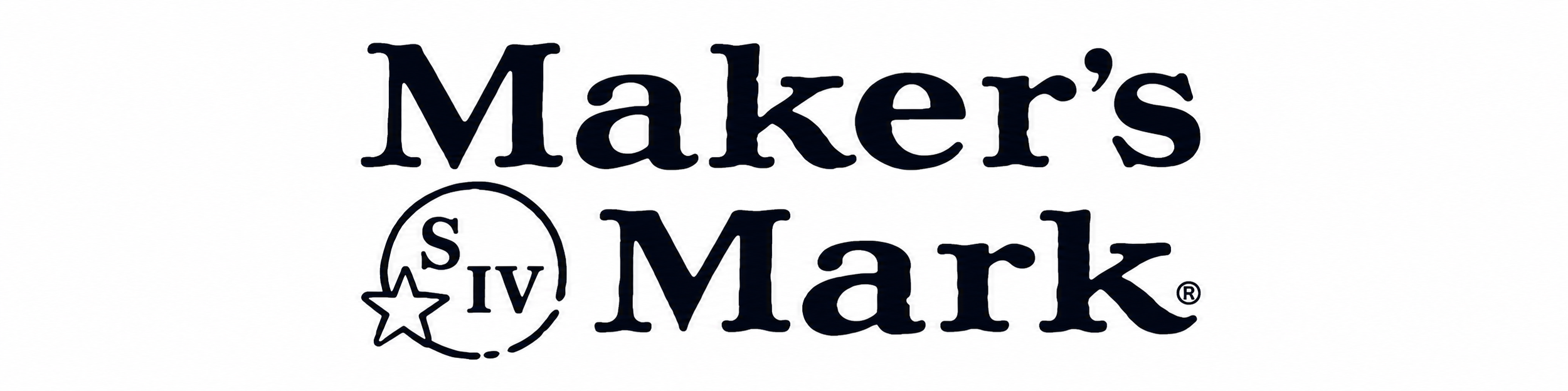Logo for Maker's Mark, a whiskey brand, displaying the brand name with the words 'Maker's' above 'Mark' and a star-shaped emblem with 'S' and 'IV' inside it.