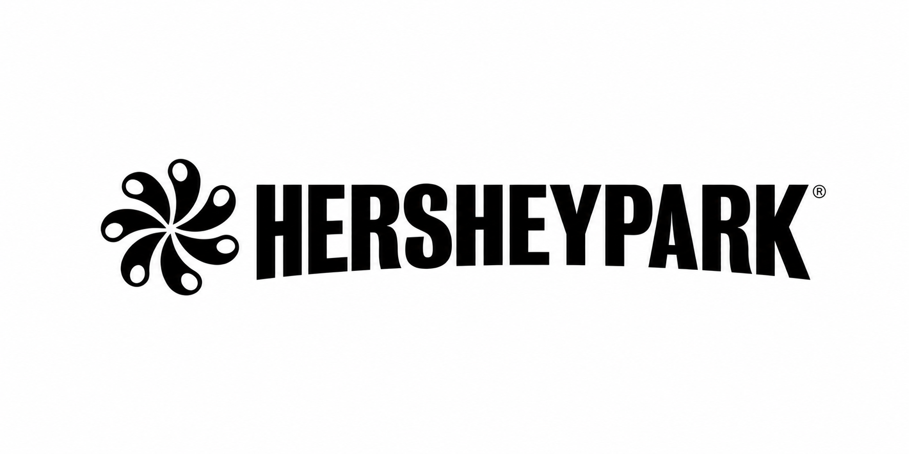 Hersheypark logo in black and white with a stylized flower icon to the left of the text.