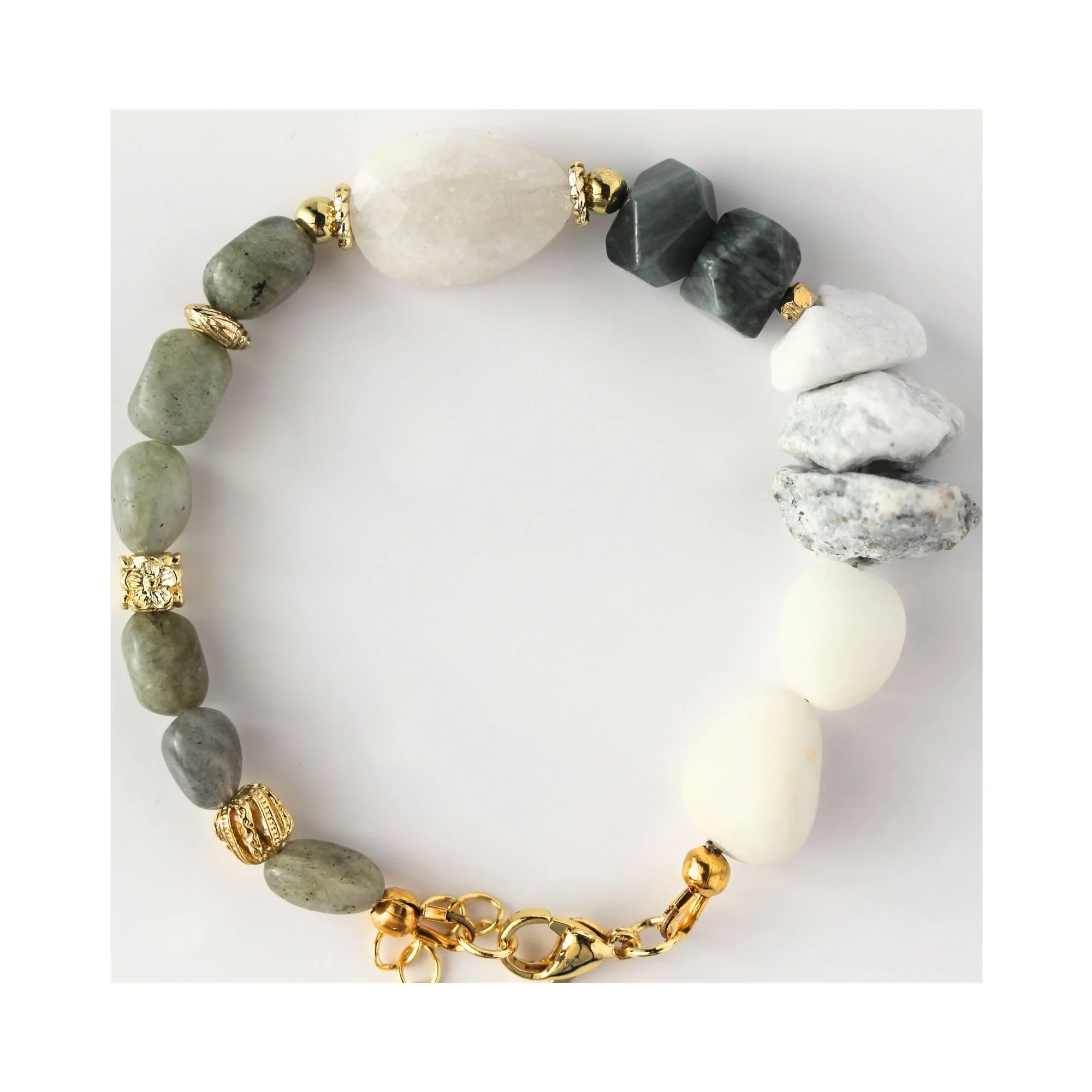 Gray Granite Like Grounding Gemstone Bracelet