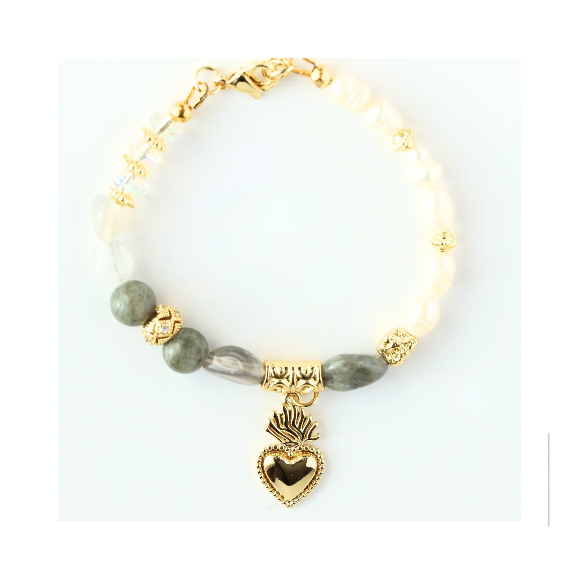 Sacred Heart Moonstone & Labradorite Bracelet