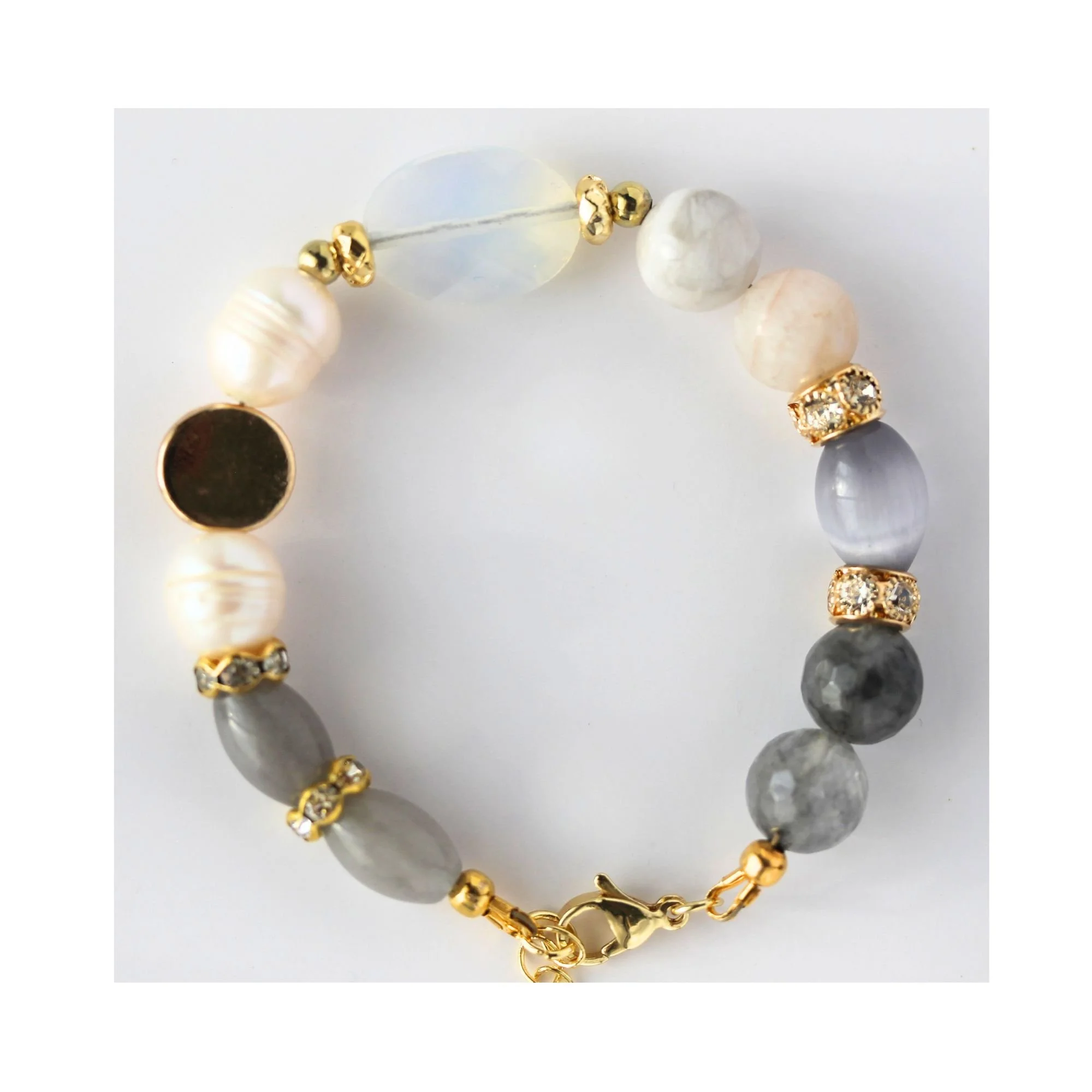 Gray Baroque Pearl Gemstone Bracelet