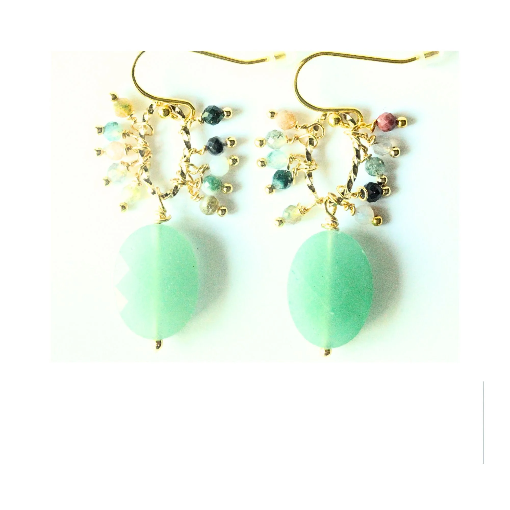 Mint Halo Drop Earrings