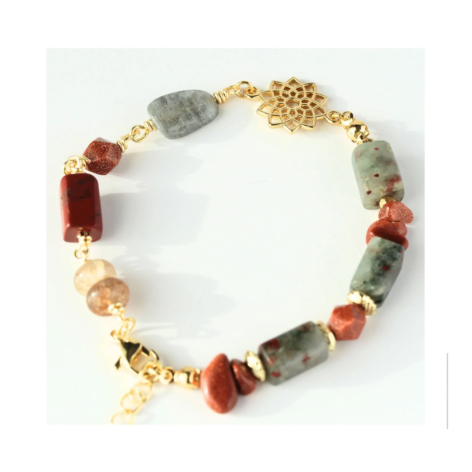Crimson Lotus Bloodstone Bracelet
