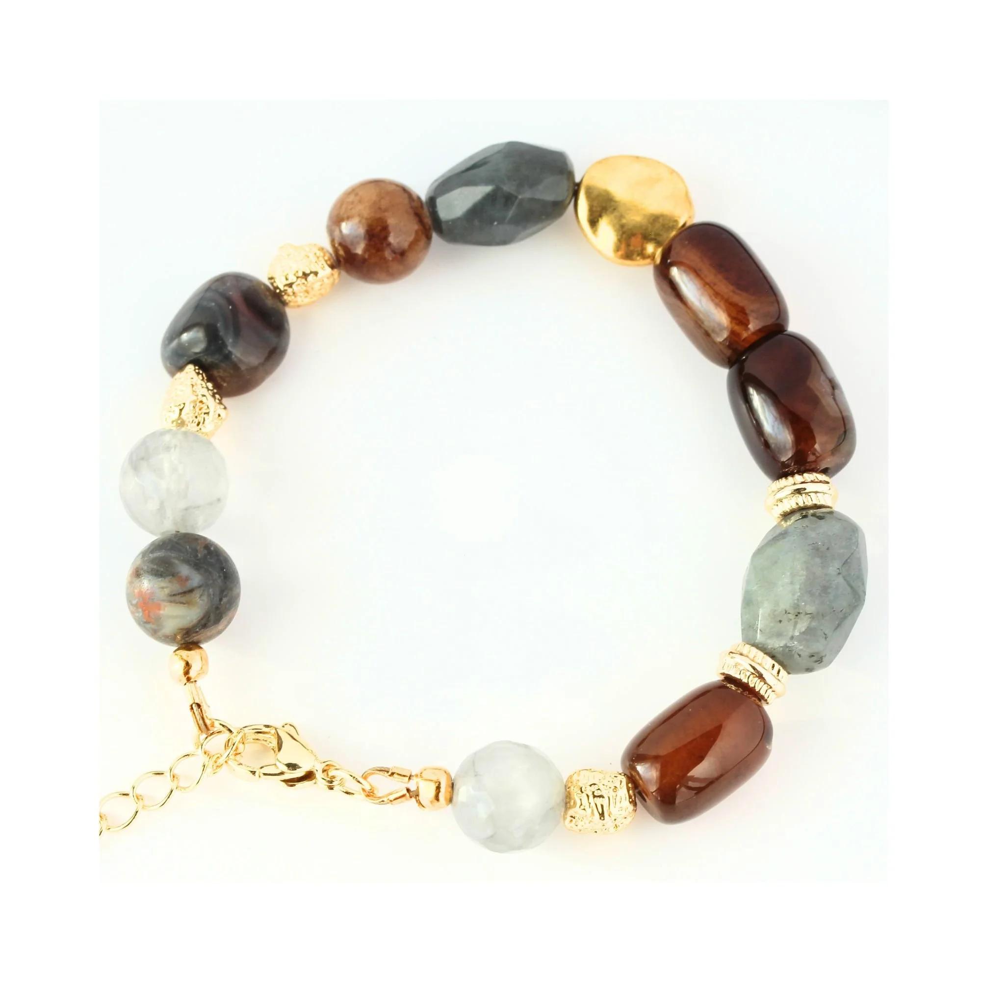 Smoky Earth Harmony Mixed Gemstone Bracelet