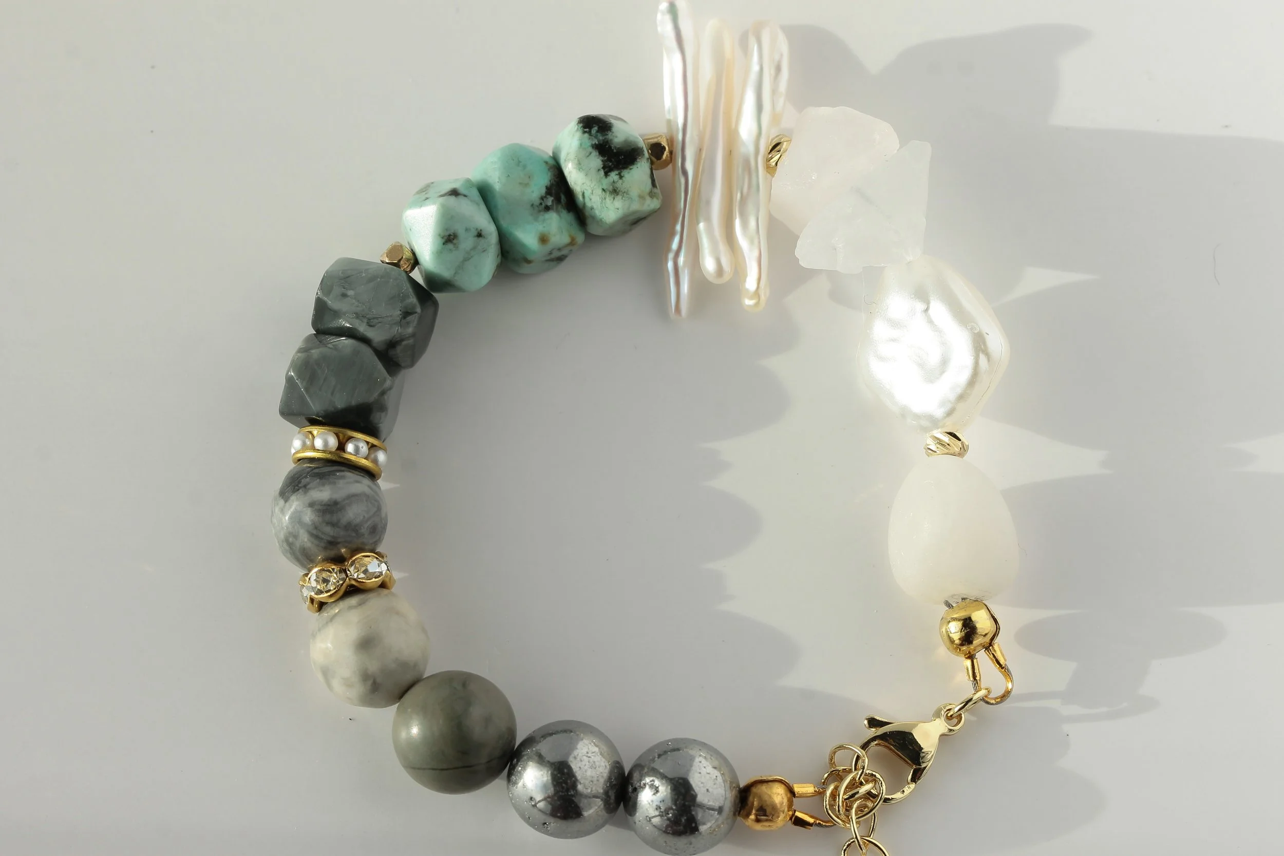 Cool Mint Green Calming Gold Bracelet