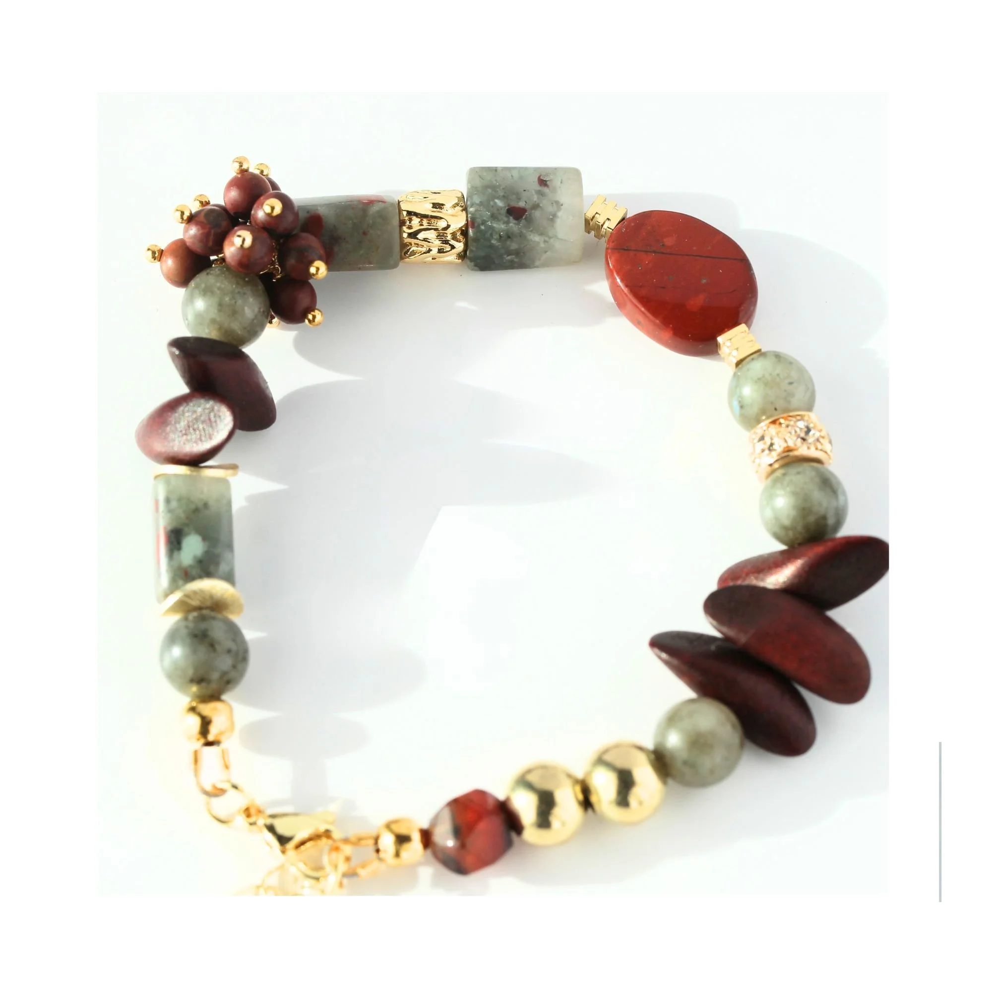 Earthy Bloodstone & Carnelian Gold Bracelet