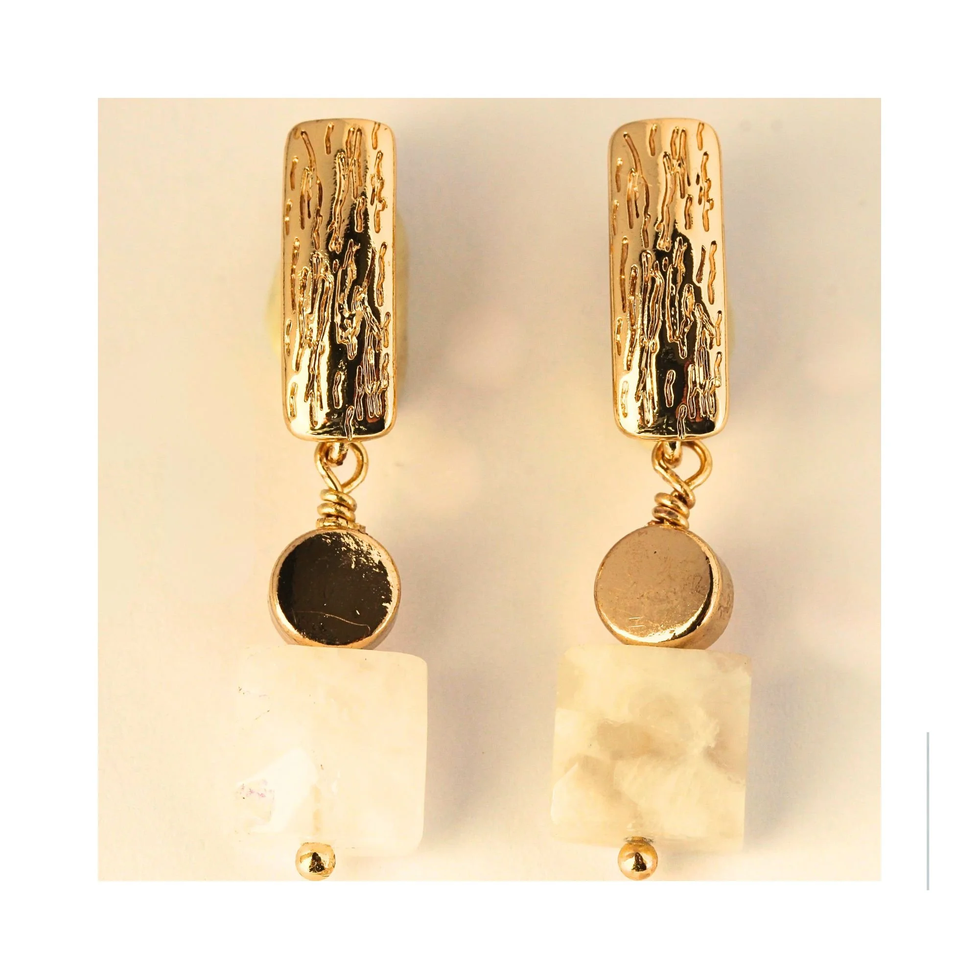 Ivory Luxe Cube Drop Earrings