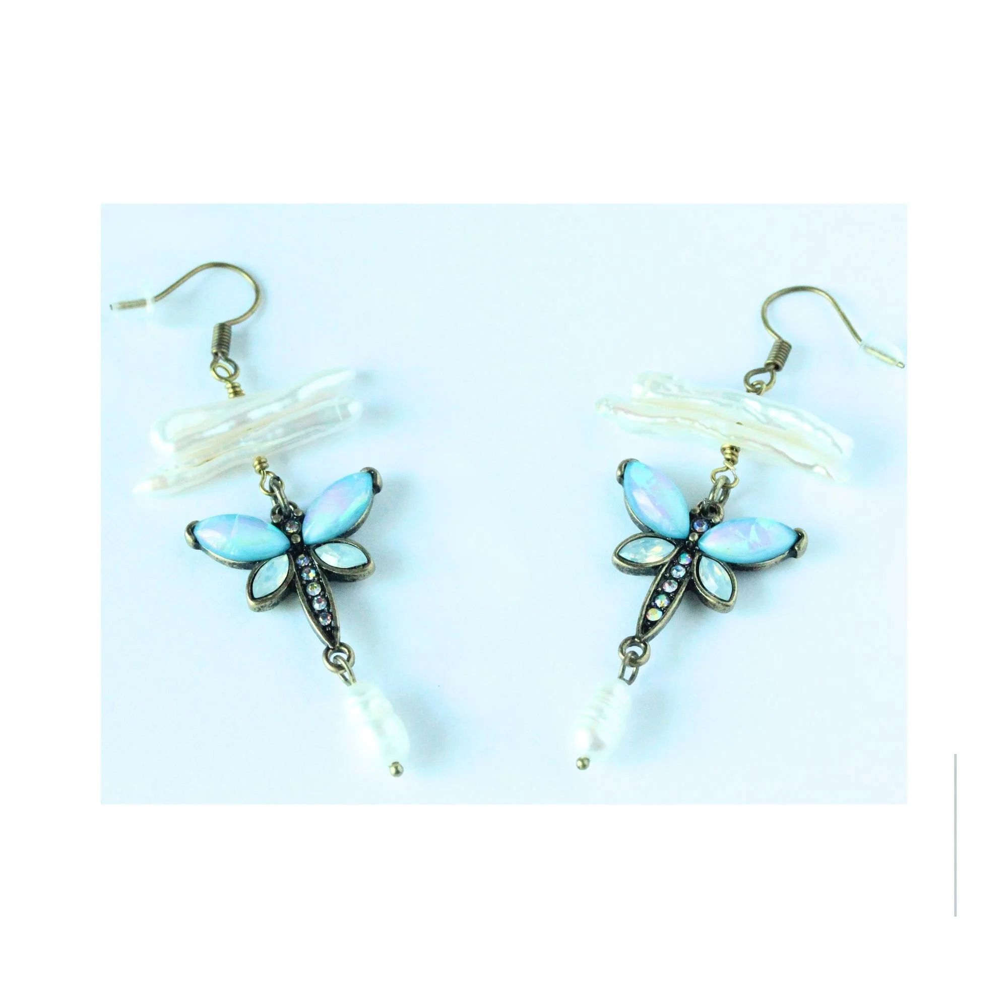 Dragonfly Pearl Drop Earrings