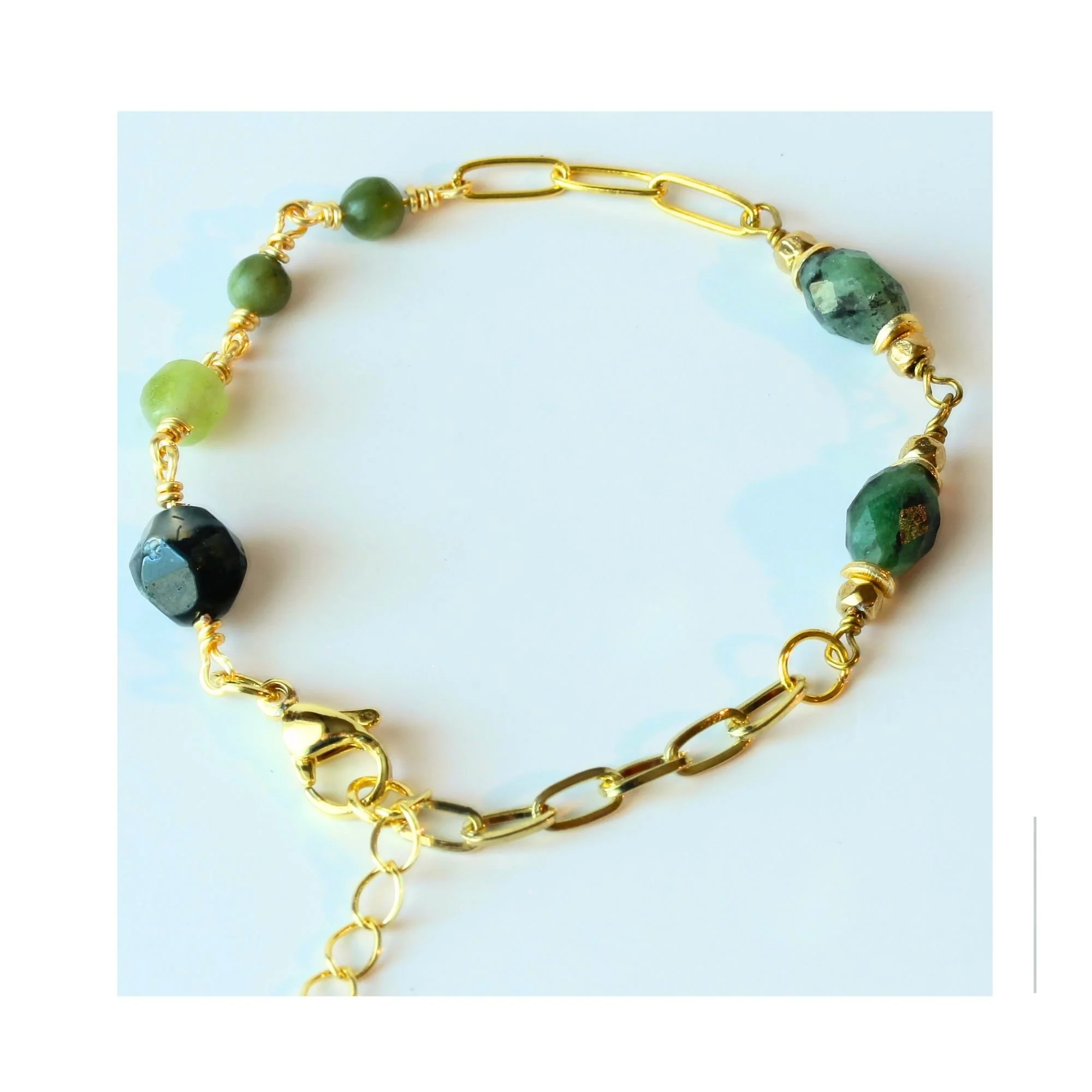 Verdant Chain Mixed Gemstone Bracelet