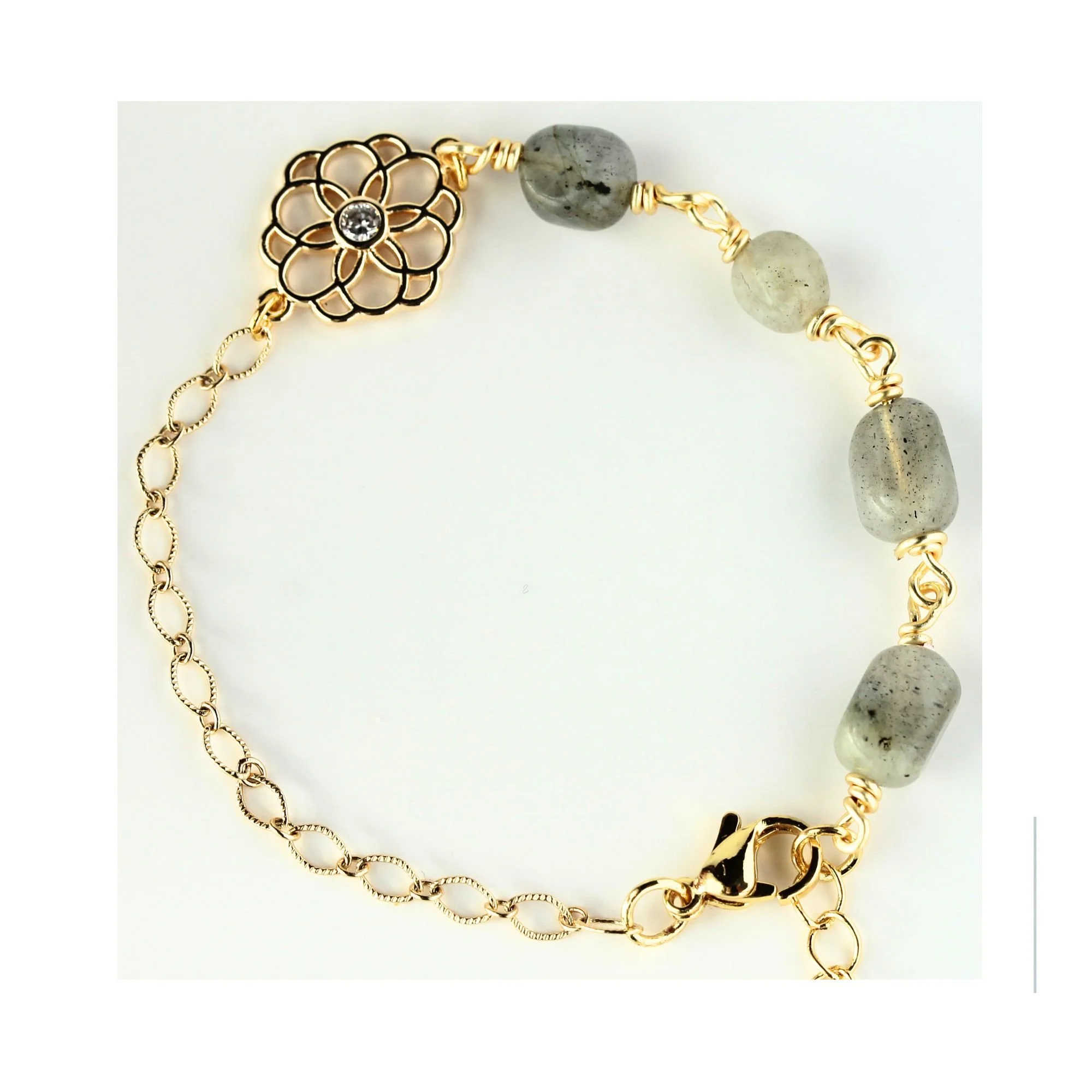 Gray Bloom Labradorite Gold Bracelet