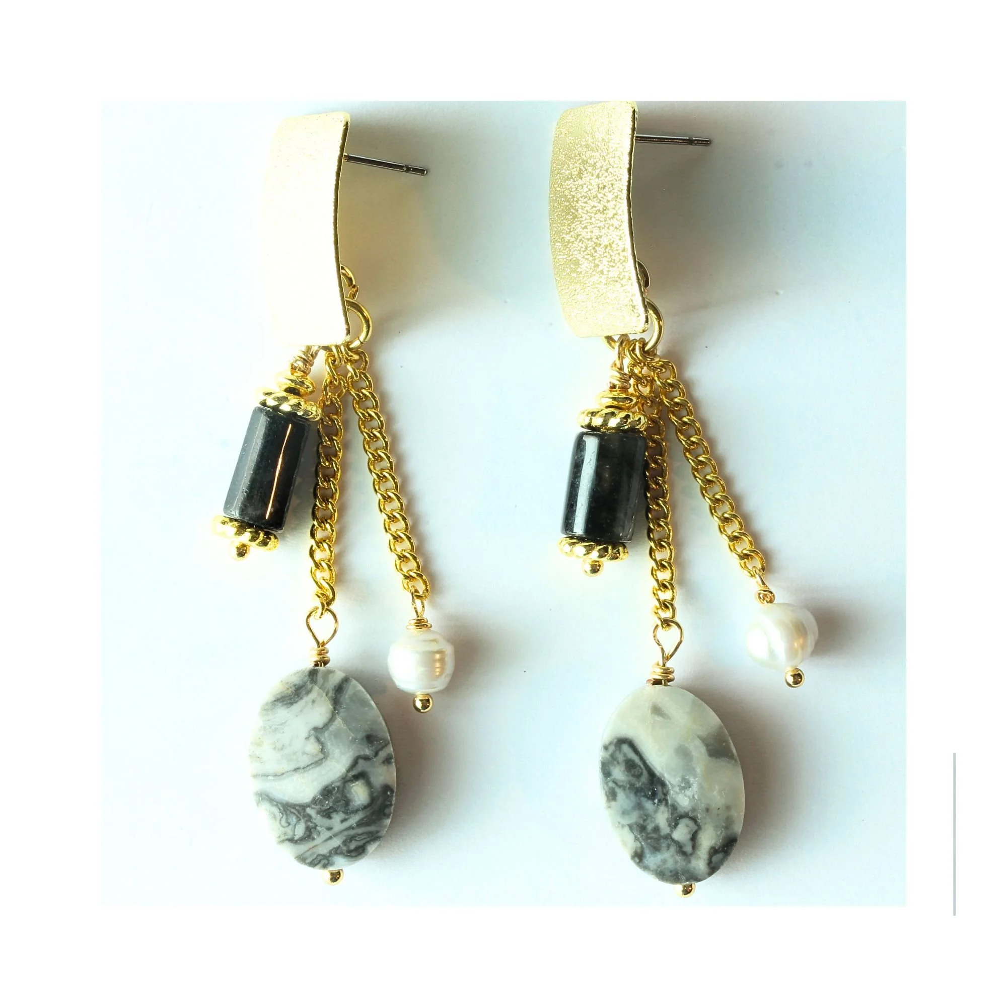 Marble Cascade Statement Earrings