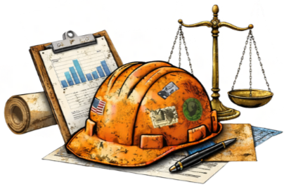 Bundled items such as clipboard and scale to represent a broad range of legal and financial services