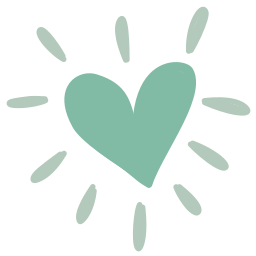 A green heart with radiating lines around it