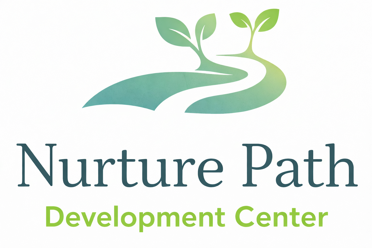 Logo for Nurture Path Development Center, featuring stylized green and blue plants and text.