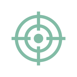 Green target or crosshair symbol on a white background