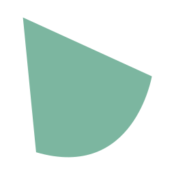 A triangle-shaped object with a rounded edge, colored in light green, on a black background.