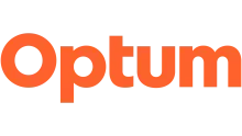 Optum logo with orange text and a gray background.