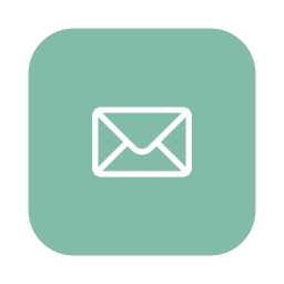 Icon of a white envelope on a light green rounded square background