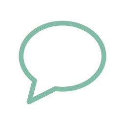 A green speech bubble outline on a white background.